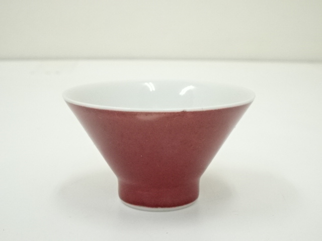 JAPANESE PORCELAIN SAKE CUP / CINNABAR 